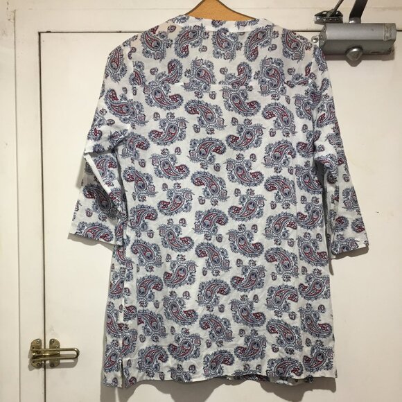 OCEAN PACIFIC EMBROIDERED V-NECK PRINT BLOUSES SIZE L - Picture 4 of 8